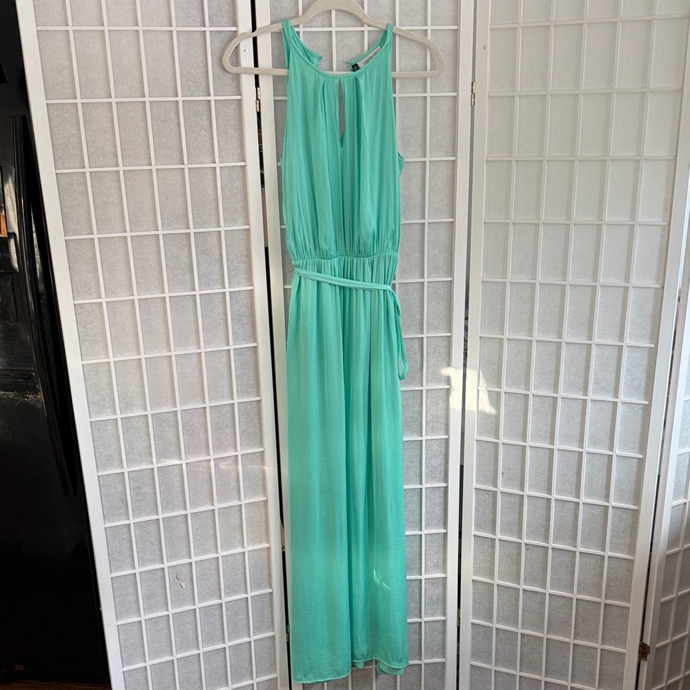 Jennifer Lopez Teal Maxi Dress Tie Waist Size medium - Picture 3 of 6